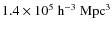 $1.4\times10^5~{\rm h}^{-3}~{\rm Mpc}^3$