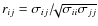 $r_{ij}=\sigma_{ij}/\!\!\sqrt{\sigma_{ii}
\sigma_{jj}}$