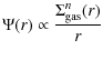 $\displaystyle \Psi(r)\propto\frac{\Sigma_{\rm gas}^{n}(r)}{r}$