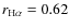 $r_{{\rm H}\alpha }=0.62$