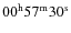 $00^{\rm h}57^{\rm m}30^{\rm s}$