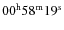 $00^{\rm h}58^{\rm m}19^{\rm s}$