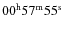 $00^{\rm h}57^{\rm m}55^{\rm s}$