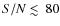 $S/N ~ \lower .75ex\hbox{$\sim$ } \llap{\raise .27ex \hbox{$<$ }} ~80$
