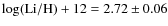 $\log ({\rm Li}/{\rm H})+ 12 =2.72\pm0.06$