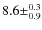 $8.6 \pm^{0.3}_{0.9}$