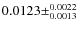 $0.0123 \pm^{0.0022}_{0.0013} $