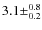 $3.1 \pm^{0.8}_{0.2}$
