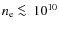 $n_{\rm e} \mathrel{\hbox{\rlap{\lower.55ex \hbox {$\sim$ }}
\kern-.3em \raise.4ex \hbox{$<$ }}}10^{10}$