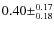 $0.40\pm^{0.17}_{0.18}$