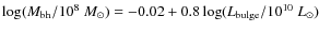 $ \log(M_{\rm bh}/10^8~M_{\odot}) = -0.02 + 0.8 \log(L_{\rm bulge} /
10^{10}~L_{\odot}) $