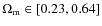 $\Omega_{\rm m} \in [0.23,0.64]$