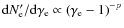 ${\rm d}N'_{\rm e} /
{{\rm d}\gamma_{\rm e}} \propto \left( \gamma_{\rm e} -1 \right)^{- p}$