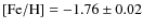 $\rm
[Fe/H]=-1.76\pm0.02$