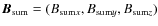 $\vec{B}_{\rm sum}=(B_{{\rm sum}x},B_{{\rm sum}y},B_{{\rm sum}z})$