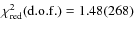 $\chi^2_{\rm red}({\rm d.o.f.})= 1.48(268)$