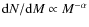 ${\rm d}N/{\rm d}M\propto M^{-\alpha}$