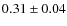 $0.31\pm0.04$