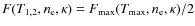 $F(T_{1,2},n_{\rm e},\kappa) = F_{\rm max}(T_{\rm max},n_{\rm e},\kappa)/2$