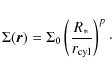 \begin{displaymath}\Sigma(\vec{r})=\Sigma_0 \left( \frac{R_*}{r_{\rm cyl}} \right)^p\cdot
\end{displaymath}