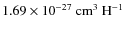 ${1.69} \times 10^{-27}~{\rm cm}^3~{\rm H}^{-1}$