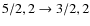 $5/2,2\rightarrow3/2,2$