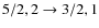 $5/2,2\rightarrow3/2,1$