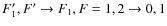 $F'_{1},F'\rightarrow F_{1},F=1,2\rightarrow0,1$