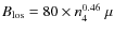 $B_{\rm los}=80\times n_{4}^{0.46}~\mu$