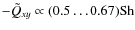 $-\tilde{Q}_{xy}\propto (0.5 \ldots 0.67) {\rm Sh}$