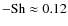 $-{\rm Sh}\approx0.12$