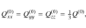 \begin{displaymath}Q_{xx}^{(0)} = Q_{yy}^{(0)} = Q_{zz}^{(0)} = {\textstyle{1\over3}}Q^{(0)},
\end{displaymath}