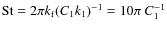 ${\rm St}=2\pi k_{\rm f}
(C_1k_1)^{-1}=10\pi~C_1^{-1}$
