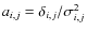 $a_{i,j}={\delta_{i,j}}/{\sigma^2_{i,j}}$