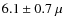 $6.1\pm 0.7~\mu$