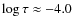 $\log
\tau \approx -4.0$