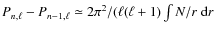$P_{n, \ell}-P_{n-1,\ell}\simeq 2\pi^2/(\ell(\ell+1)\int N/r ~ {\rm d}r$