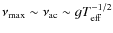 $\nu_{\rm max} \sim \nu_{\rm ac} \sim gT^{-1/2}_{\rm eff}$