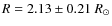 $R=2.13 \pm 0.21 ~R_\odot$