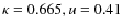 $\kappa = 0.665, u = 0.41$
