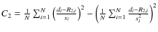 $C_2= {1\over N}\sum_{i=1}^N \left({d_i-R_{2,i}\over s_i}\right)^2 -
\left({1\over N}\sum_{i=1}^N{d_i-R_{2,i}\over
s_i^2}\right)^2$