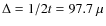 $\Delta=1/2t=97.7~\mu$