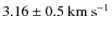 $3.16 \pm 0.5~{\rm km~s^{-1}}$