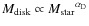$M_{\rm disk}\propto {M_{\rm star}}^{\alpha_{\rm D}}$