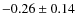 $ -0.26\pm0.14 $