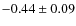 $ -0.44\pm0.09 $