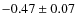 $ -0.47\pm0.07 $