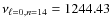 $\nu_{\ell=0,n=14}=1244.43$