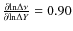 $\frac{\partial {\rm ln} \Delta \nu}{\partial {\rm ln} \Delta Y}=0.90$