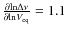 $\frac{\partial {\rm ln} \Delta \nu}{\partial {\rm ln} V_{\rm eq}}=1.1$